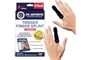 Dr. Arthritis Finger Brace Support, Versatile Trigger Finger Splints for Arthritis, Sprain, Injury Recovery & Hand Pain Relief, Splint Kit Compression that Fits Index, Middle, Ring, Pinky Joints (Black, Regular)