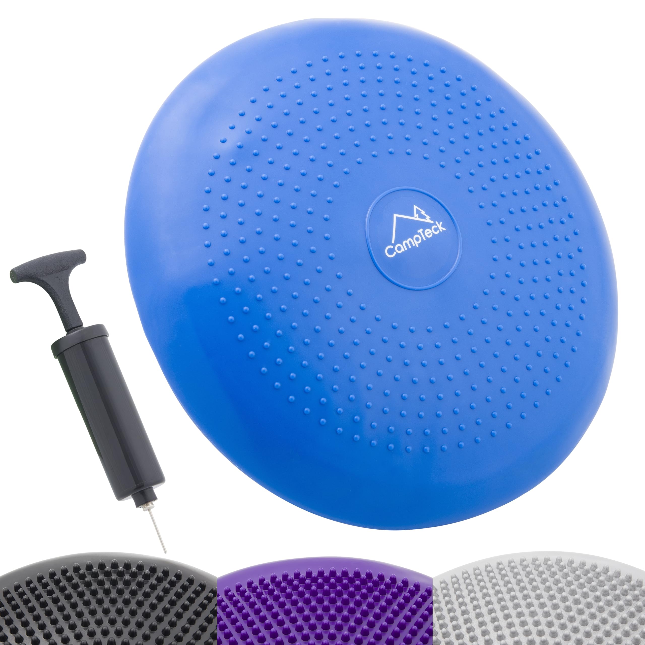 CampTeck U6765 Inflatable Air Stability Balance Wobble Cushion (32cm) with Hand Pump for Core Training, Agility, Gym Workouts, Yoga, Comfortable Sitting - Blue