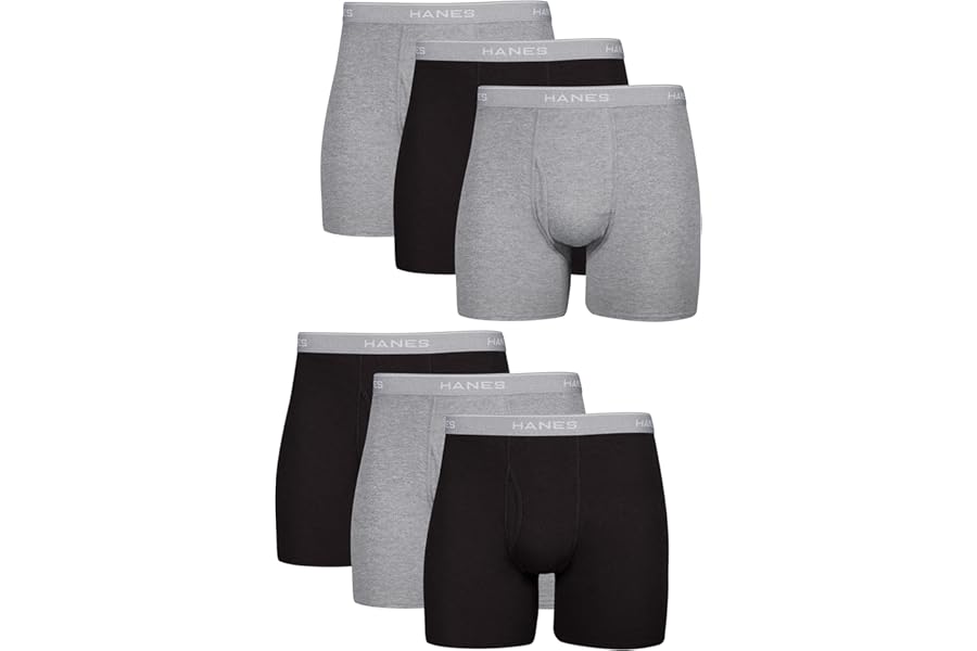 Hanes mens Underwear Boxer Briefs Pack, Cool & Breathable Cotton Moisture-wicking Underwear for Men, No Ride Up