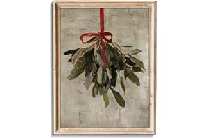 uniro Christmas Mistletoe Print Vintage Neutral Christmas Decor Winter Xmas Aesthetic Poster for Room Decor Christmas Muted Rustic Pine Tree Artwork Painting Winter Farmhouse Holiday Wall Decor for Bedroom, Living Room, Gallery, winter Room Decor, Holiday Decoration Gifts( 8" x 10"-UNFRAMED)