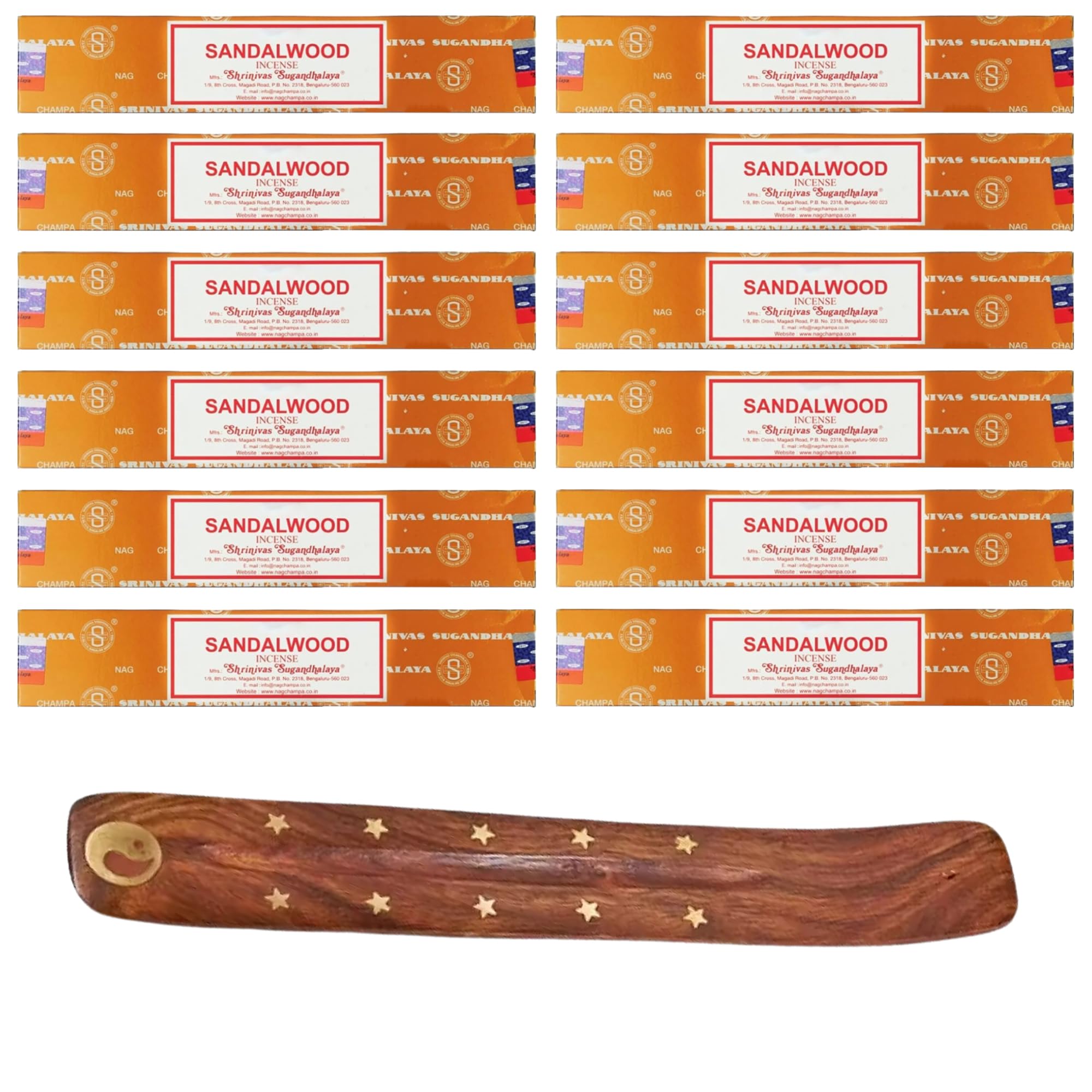 12x15g Incense Sticks with Incense Sticks Holder for Meditation, Aromatherapy, Spa, Yoga, Relaxation, Healing, Weddings, Spirituality and Positivity (SANDLEWOOD- 12PK)