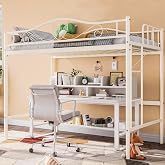 Garvee Metal Loft Bed Twin Size with Ladder &amp; Safety Guardrail for Kids | Twin loft bed with ladder reversible left/right heavy-duty frames support 400 Lbs, no box spring needed &amp; noise free