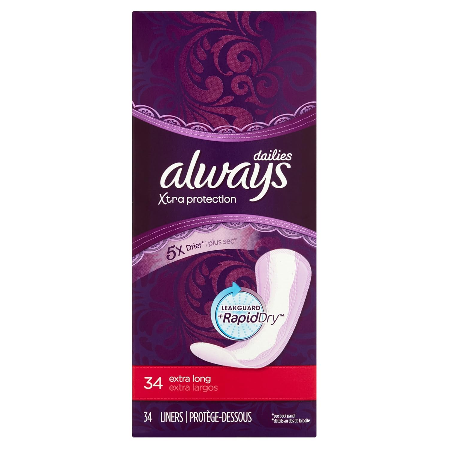 Buy Always Dailies Xtra Protection Extra Long Unscented Pantiliners, 34