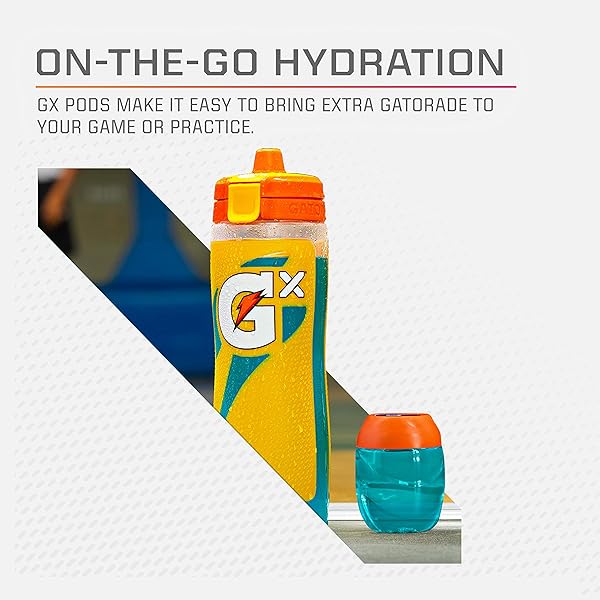 GATORADE GX HYDRATION SYSTEM, NON-SLIP GX SQUEEZE BOTTLES OR GX SPORTS DRINK CONCENTRATE PODS, 4 COUNT (PACK OF 6)