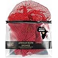 Bellanomi African Exfoliating Net Sponge, Authentic, Ethically sourced from Nigeria, 45 inches Long, Back Scrubber for Daily use (Red)