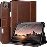 auaua Case for iPad Pro 11 Inch (M5/M4) 2025/2024, with Pencil Holder and Pocket, Multiple Angles Viewing, Magnetic Closure, Auto Sleep/Wake (Brown)