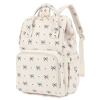 Dezcrab Baby Diaper Bag Backpack for Mom, Large Capacity Travel Nappy Bag for Boys & Girls with Stroller Straps (Corduroy Bow Tie)