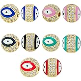 Round Charm Spacer Beads, Zirconia Pave Connector Charm Beads for Bracelet Necklace DIY Jewelry Making Crafts