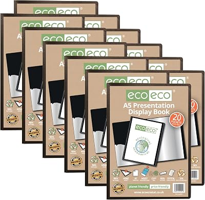 eco-eco A5 50% Recycled 20 Pocket Presentation Display Book Pack of 12