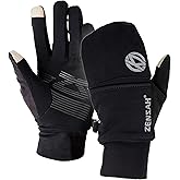 Zensah Convertible Running Mittens and Gloves - Warm Touchscreen Cold Winter Gloves for Women and Men