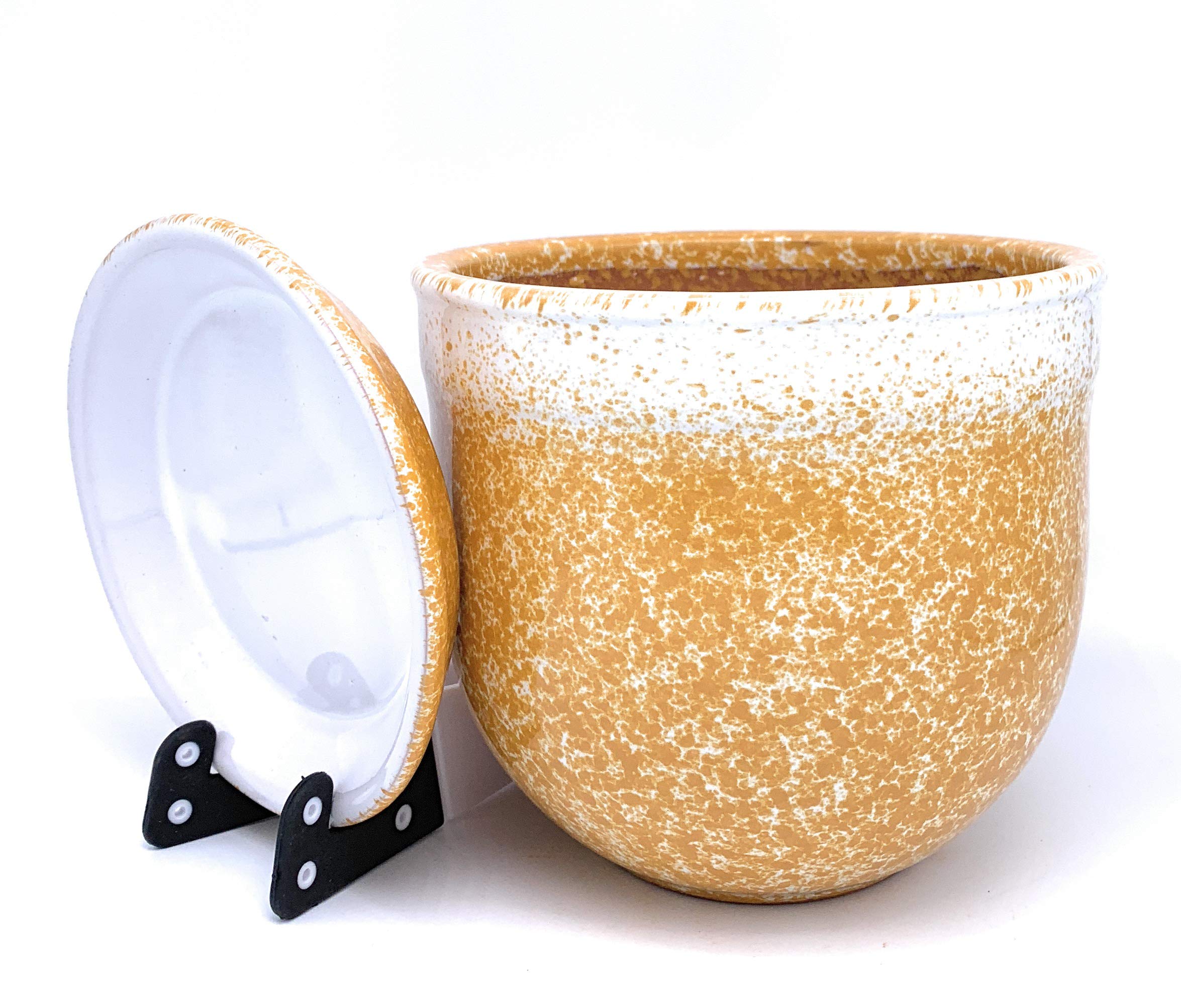 Sun Cakes Glazed Terracotta Flower Pot with Saucer Round Planter with Drip Tray Plant Pot Clay Coloured Flower Pot Ring (14cm x 12cm, Orange)