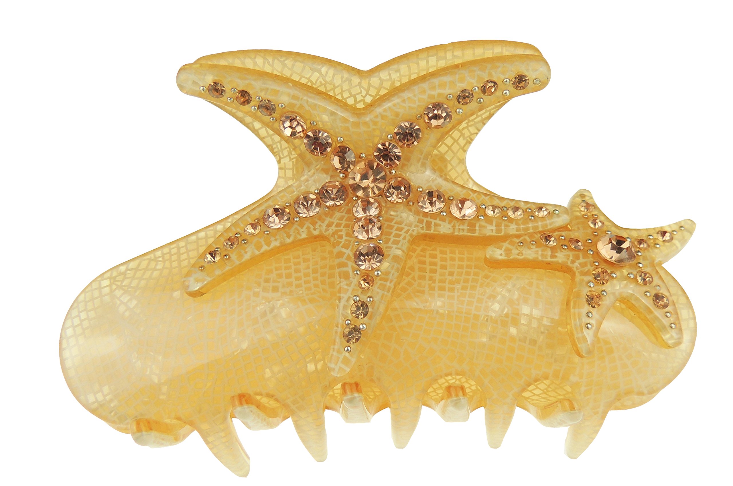 Sparkly Women Girls Crystal Diamante Rhinestone Gems Bridal Wedding Formal Occasion Headpiece Party Styling Hair Accessories Butterfly Claw Jaw Clip Octopus Clamp 9cm Starfish Gold