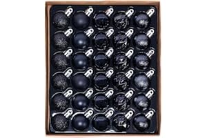 HipTree 30ct Christmas Halloween Ornaments Tree Decorations Set-1.18 Inch Black Shatterproof Decorative Hanging Ball Ornament Bulk,Mini Xmas Tree Tabletop Decorations for Fall Holiday Party Home Decor