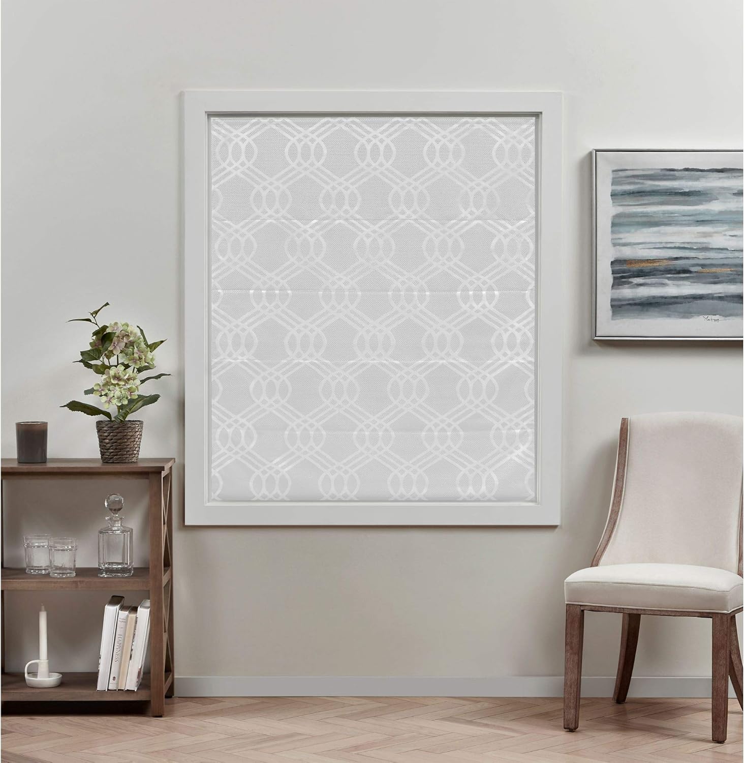 Exclusive Home Curtains Prague Trellis Blackout Roman Shade, 31x64, White: Home & Kitchen