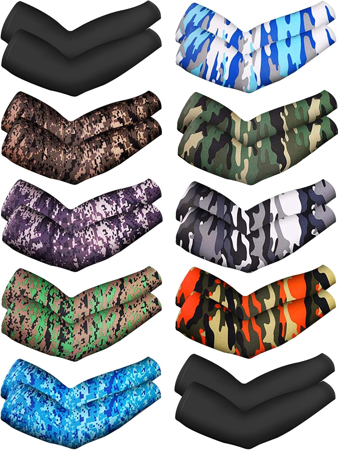 10 Pairs Cooling Arm Sleeves UV Protection Cover Sleeves Unisex Ice Silk Arm Sleeves