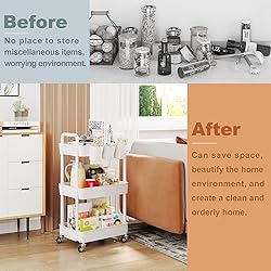 UDEAR 3-Tier Rolling Utility Cart,Multifunctional