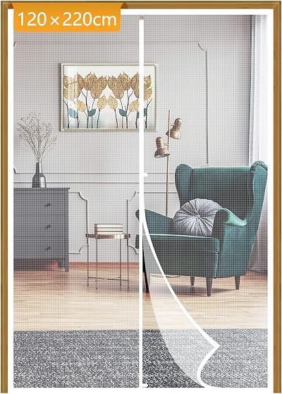 Yotache Fly Screen Door 120x220 cm Reinforced Polyester Anti-Tearing White