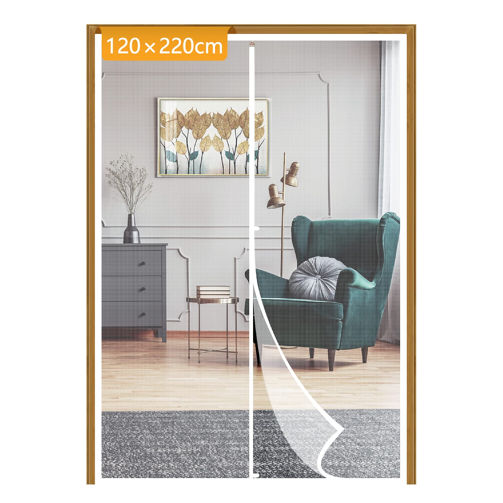 Yotache Fly Screen Door 120 x 220 cm, Reinforced Polyester Anti-Tearing Insect Fly Mesh for Back Door Pet Friendly Easy to Install, White