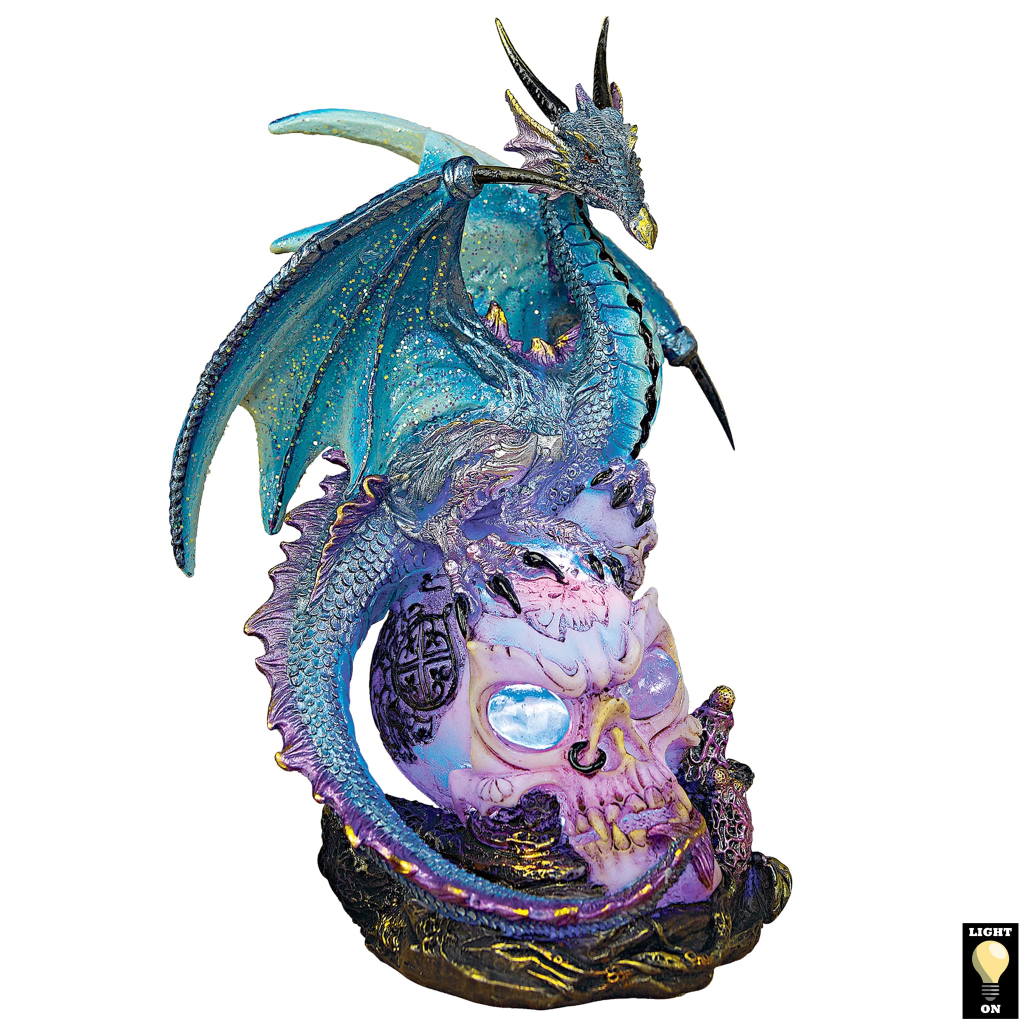 Design Toscano QS91653 Dragon Assassin on Skull Gothic Decor Statue Figurine, 18 cm, Polyresin with Color Changing LED Light, Full Color — image 1