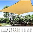 Quictent Sun Shade Sail Canopy 260GSM Polyester Fabric Shade Cloth for Outdoor Patio Backyard, Hardware Kit Included, 26X20 FT, Sand