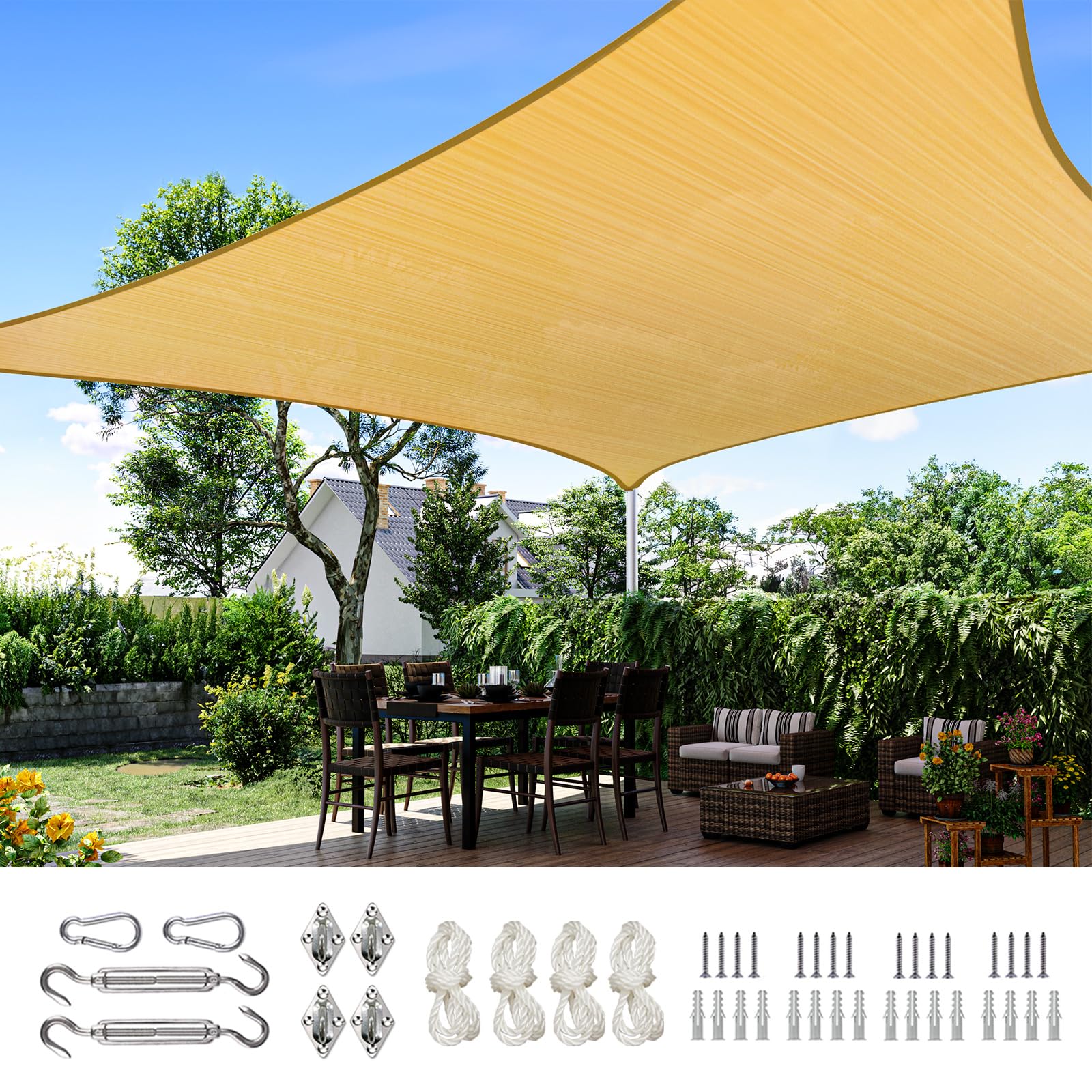 Photo 1 of Quictent 20x26ft Sun Shade Sail for Patio, 185GSM Heavy Duty Rectangular Outdoor Sunshades UV Block Outside Canopy Cover for Backyard