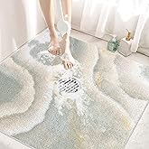 EIVINJE Anti Slip Shower Mats: 36×36 Inch Extra Large Non Slip Square Shower Mat with Drain Hole in Middle, Super Soft Loofah Shower Mats for Inside Shower Floor Mat, Quick Dry