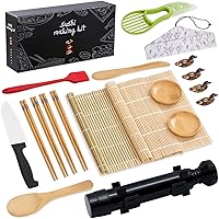 pentaQ Sushi Making Kit, 20 Pieces Sushi Bazooka Maker Set for beginner, DIY Sushi Roller Machine with Natural Bamboo…