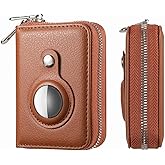 Bingcok Small Wallet for Men, Minimalist PU Leathter Wallet, RFID Blocking Small Cash Credit Card Holder Organizer Wallet with Airtag Holder, Slim AirTag Wallet Men/Women. (3-Brown)