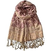 Wendyfull Pashmina Scarf for Women Shawls and Wraps Reversible Paisley Vintage Jacquard Soft Silky Rave Scarves Men