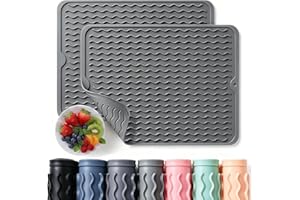 2 Pack Caketime Silicone Dish Drying Mat for Kitchen Counter Heat Resistant Under Sink Waterproof Coffee Bar Accessories Dining Rack Stone Utensil Holder Countertop Decor Must Haves 2026