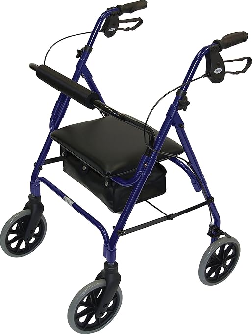 Days Lightweight Folding Four Wheel Rollator Walker with Padded Seat