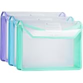 WORPSON Plastic Expanding File Folder, Clear Envelopes Fit Letter &amp; A4 Size, Folders for Documents with Snap Closure, No Dividers, Large Capacity (3, Cool Colors)