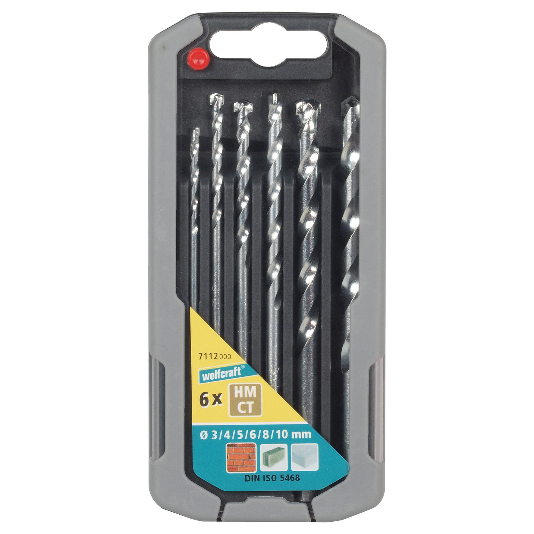 wolfcraft TC Rock Drill Bit Set 6 Pcs. I 7112000 I for Drilling into Brick Walls, Artificial Stone and Natural Stone
