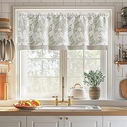 jinchan Linen Valance Kitchen Curtain for Windows