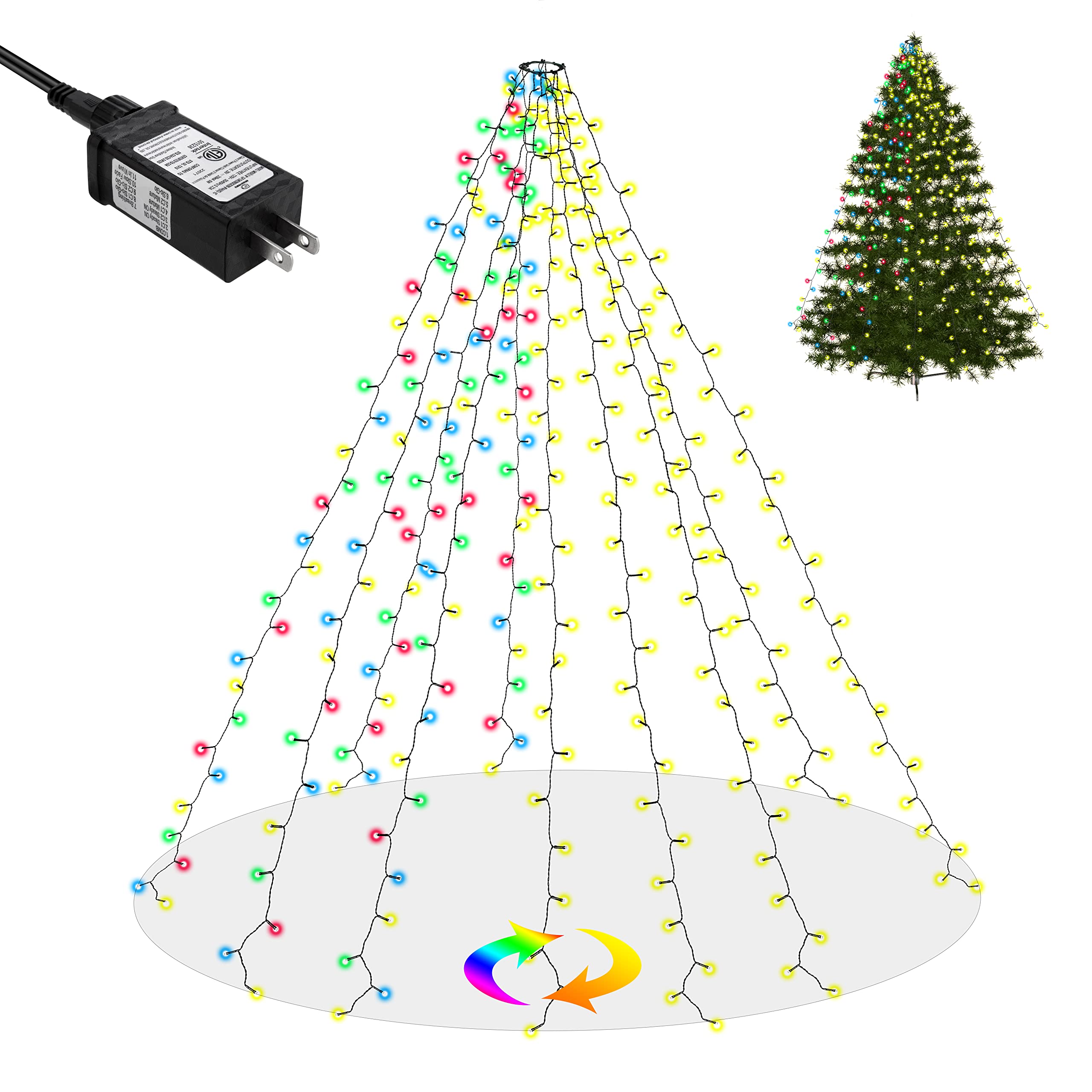 Photo 1 of Christmas Tree Lights,Warm White & Multicolor 11 Lighting Modes Christmas Fairy Tree Lights,350LED,10FT x 10 Lines Christmas String Lights for Xmas Tree Decoration
