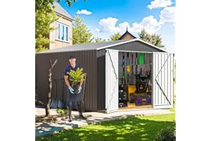 Evedy 12 x 10FT Metal Outdoor Storage Shed, Large Garden Tool Shed with Door, Shed Storage House, Metal Shed Outdoor Storage Utility Tool Storage Garden Sheds House,Garden Shed for Backyard, Patio