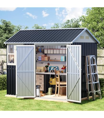 Amazon.com : Breezz 6X8FT Outdoor Steel Storage Shed with Clear