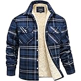 MAGNIVIT Mens Flannel Plaid Shirts Fleece Warm Winter Coat Sherpa Lining Jackets Soft Thickened Outwear Casual Outdoor Travel