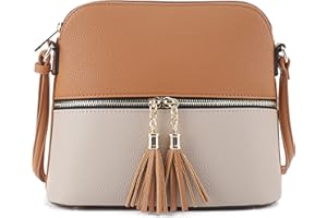 SG SUGU Lunar Lightweight Medium Dome Crossbody Bag Shoulder Bag with Tassel | Zipper Pocket | Adjustable Strap