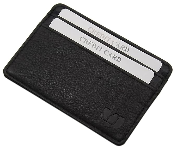 EXTRA FLACHES UND KLEINES KALBSLEDER KREDITKARTENETUI SCHECKKARTENETUI KARTENETUI VISITENKARTENETUI MJ-DESIGN-GERMANY IN SCHWARZ, BRAUN ODER ROT (Schwarz)