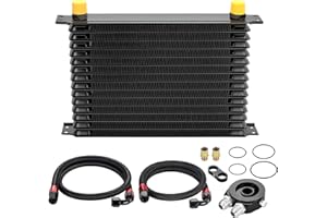 EVIL ENERGY 15 Row Oil Cooler Kit, 10AN Transmission Engine Cooler Japanese Radiator Universal Aluminium Black