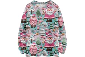 BTLYUIOAPE Ugly Christmas Sweater Women Crewneck Christmas Sweatshirt Novelty Print Crew Neck Sweater Knit Pullover Tops