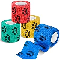 AhlsenL 4 Rolls Cohesive Bandages, Self Adherent Wrap Elastic Bandage Breathability Non-Woven Cohesive Gauze Rolls Pet Vet Ta