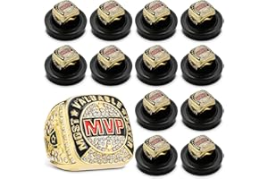 Loetere MVP Ring Most Valuable Player Ring Ball Games MVP Rings Sport Championship Trophy Ring with Display Neck Chain for Winner Tournament League Team Award Gift