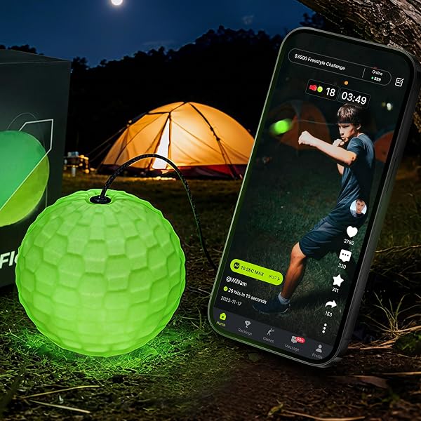 GLOWFLEX™ REFLEX BALL WITH COUNTER APP, GLOW-IN-THE-DARK |...