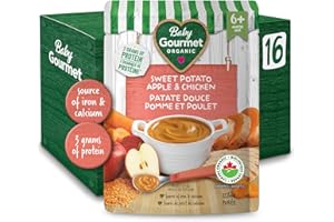 Baby Gourmet Sweet Potato Apple & Chicken, 16 × 128 mL Pouches | 6 Months+ | Organic Protein Meal | No Added Sugar or Salt | 