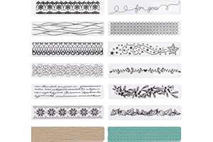 GLOBLELAND 12Pcs Flower Lace Leaf Edge Border Plastic Embossing Folders DIY Plastic Template for DIY Christmas Thanksgiving Card Making Scrapbooking Photo Album Decor