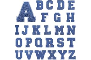 BFUEE Chenille Letter Patch,Letter Patch Iron on,Chenille Iron on Varsity Letter Patch,26Pcs Chenille Varsity Alphabet A-Z Patch Patches for Jackets,DIY Supplies Blue