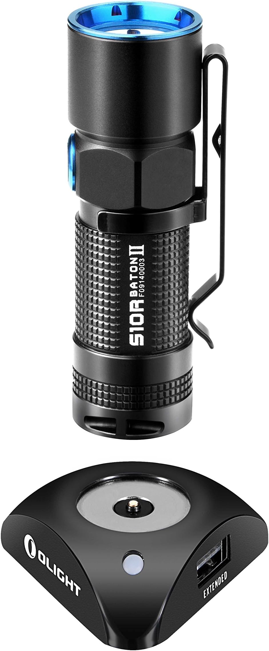 Olight S10R II Baton Generation II 500 Lumen Rechargeable LED Flashlight with RCR123A Battery and USB Charger Dock