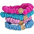 Lilly Pulitzer Satin Scrunchies, 4 Piece Scrunchie Set for Women and Girls, Cute Mini Hair Ties, Assorted (Assorted Solids)